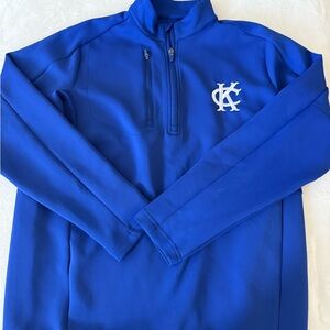 ANTIGUA KANSAS CITY ATHLETICS MENS BLUE GENERATION L/S QTR ZIP PULLOVER Sz L EB2